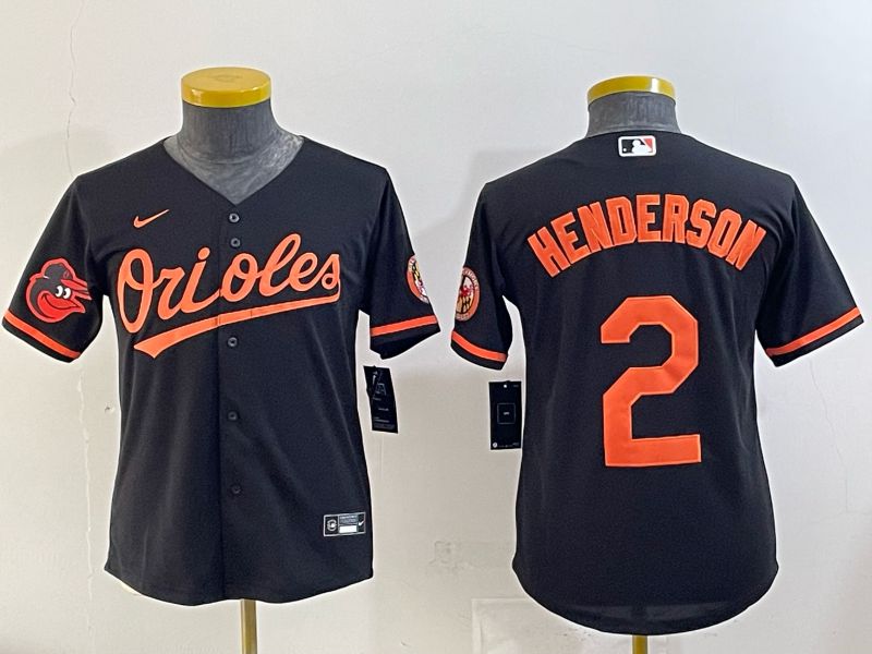 Youth 2025 Baltimore Orioles #2 Henderson Black Nike MLB Jersey 09